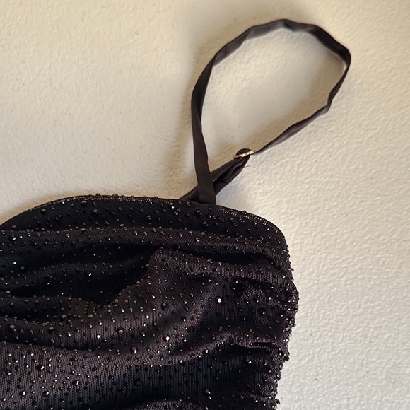 Oh Polly Glittering Black Strapless Dress - Picture 4 of 8
